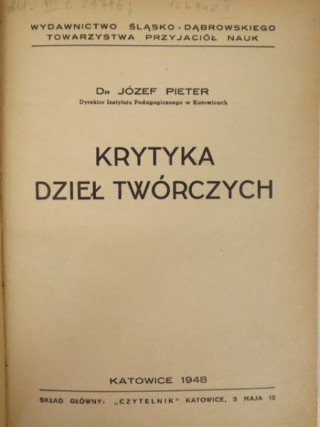 Krytyka dzieł twórczych, 1948 r.