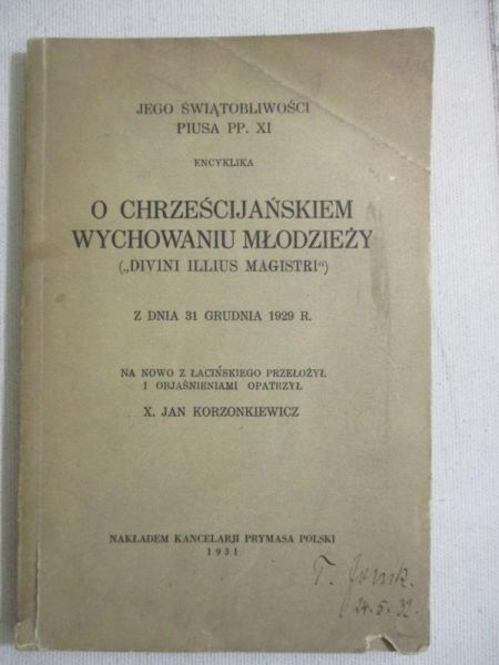 Encyklika o chrześcijańskiem wychowaniu młodzieży, 1931 r.