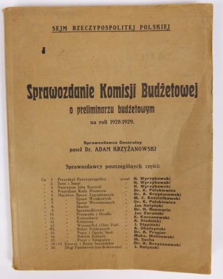 Sprawozdanie Komisji Budżetowej o preliminarzu budżetowym na rok 1928/1929