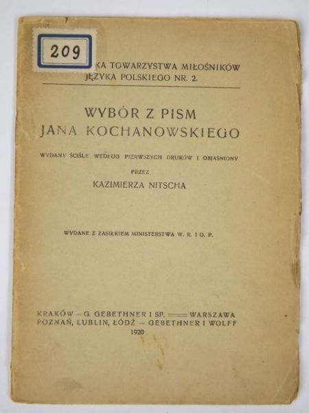 Wybór z pism a ego, 1920 r.