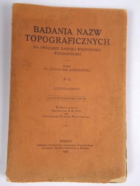 Badania nazw topograficznych T. II, 1928 r.
