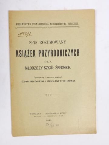 Męczkowska T.,   - Spis rozumowany książek przyrodniczych, 1911 r.