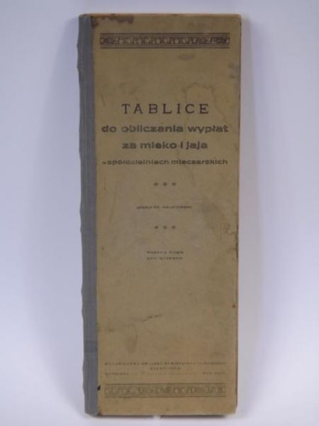 Tablice do obliczania wypłat za mleko i jaja w spółdzielniach mleczarskich, 1929 r.