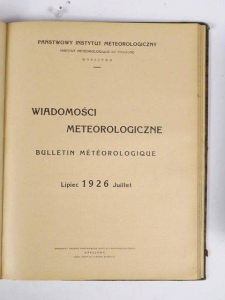 Wiadomości meteorologiczne, 1921-1926 r.