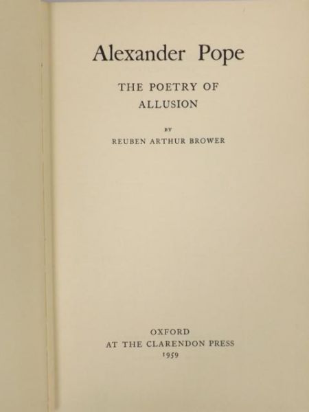 Alexander Pope The Poetry of Allusion