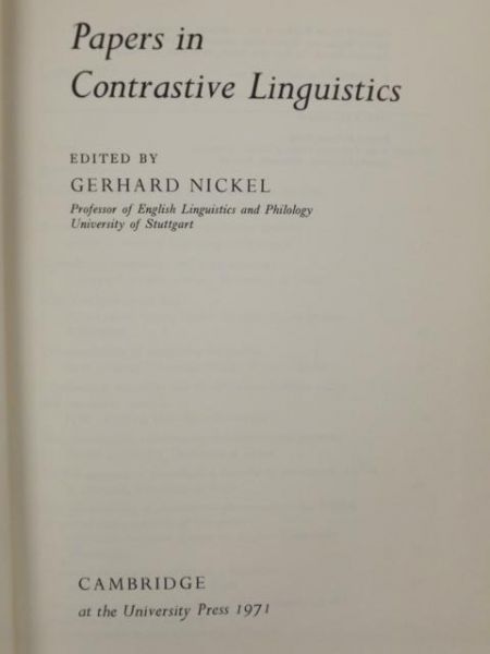 Papers in Contrastive Linguistics