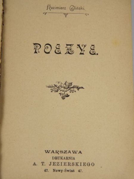 Gliński Kazimierz - Poezye, 1902 r.