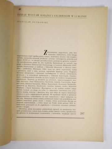Oczkowski Stanisław - Dzieje wystaw książki i exlibrisów w Lublinie