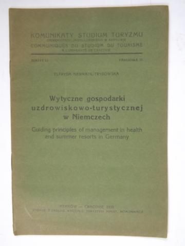 Wytyczne gospodarki uzdrowiskowo-turystycznej w Niemczech, 1938 r.