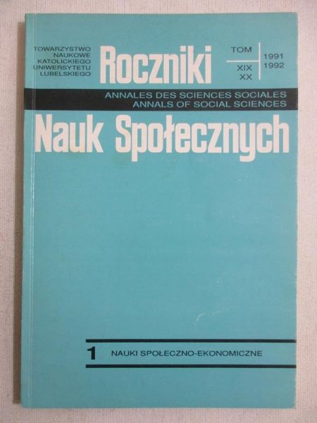 Dyczewski Leon (red.) - Roczniki Nauk Społecznych 1991/1992, nr 1
