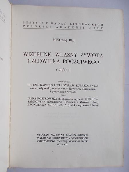 Mikołaj Rej. Wizerunk własny Żywota człowieka poczciwego, część II