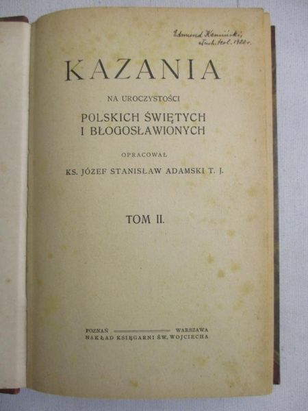 Adamski Stanisław Józef- Kazania. 1920 r.