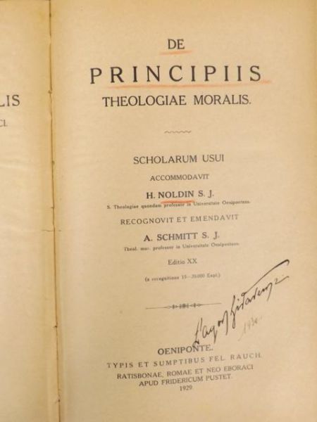 De Principiis Theologiae Moralis, 1929 r.