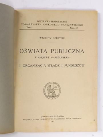 Oświata publiczna w Księstwie Warszawskim, 1921 r.