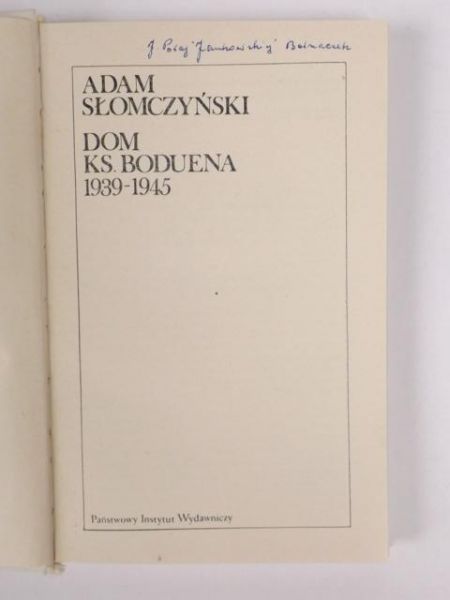 Słomczyński Adam - Dom ks. Boduena 1939-1945