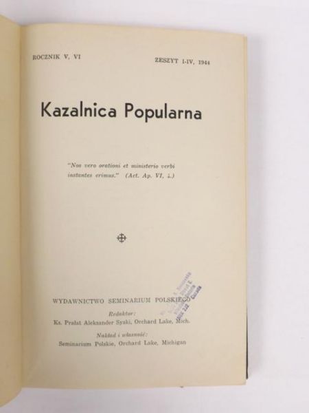 Kazalnica Popularna Rocznik V, VI / 1944