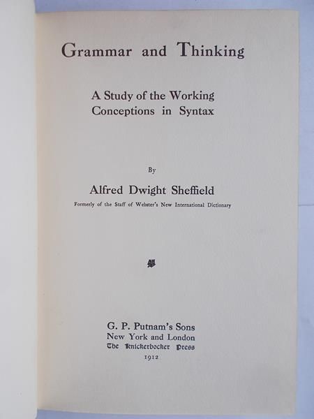 Grammar and Thinking, 1912 r.