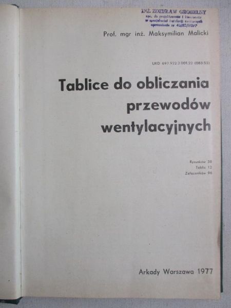 Tablice do obliczania przewodów wentylacyjnych