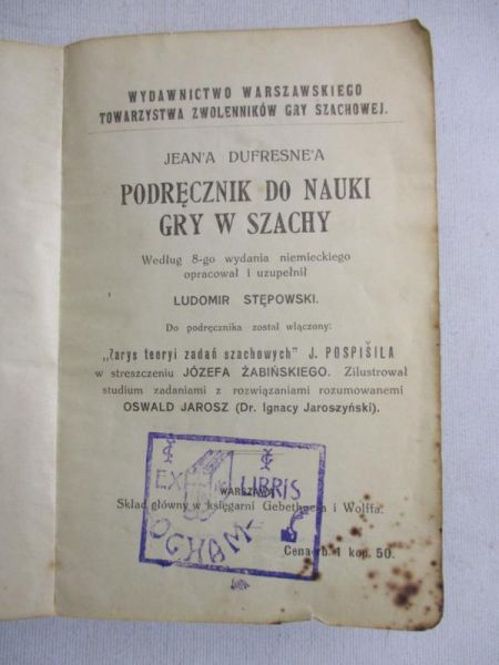 Jean'a Dufresne'a podręcznik do nauki gry w szachy, 1913 r.