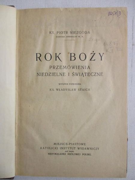 Rok Boży. Przemówienia niedzielne i świąteczne, 1929 r.