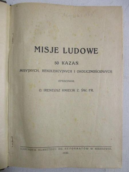 Misje ludowe, 1930 r.