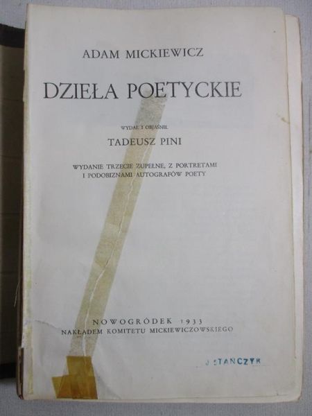 Mickiewicz Adam - Dzieła poetyckie, 1933 r.