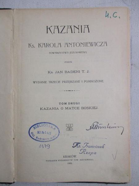 Kazania o Matce Boskiej, 1906 r.