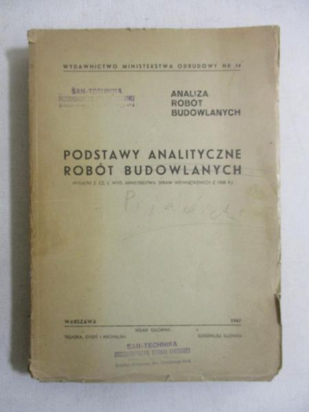 Podstawy analityczne robót budowlanych, 1947r.