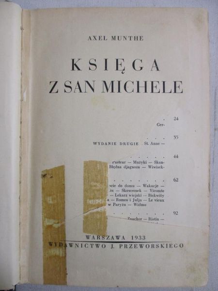 Księga  z San Michele, 1939 r.