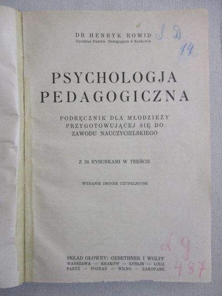 Psychologia pedagogiczna, 1930 r.