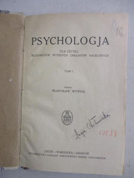 Psychologja, t. 1, 1930 r.