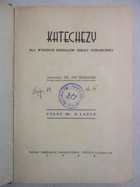Katechezy dla wyższych oddziałów szkoły powszechnej, 1934 r.