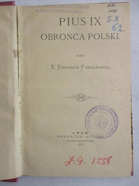 Pius IX, obrońca Polski, 1879 r.