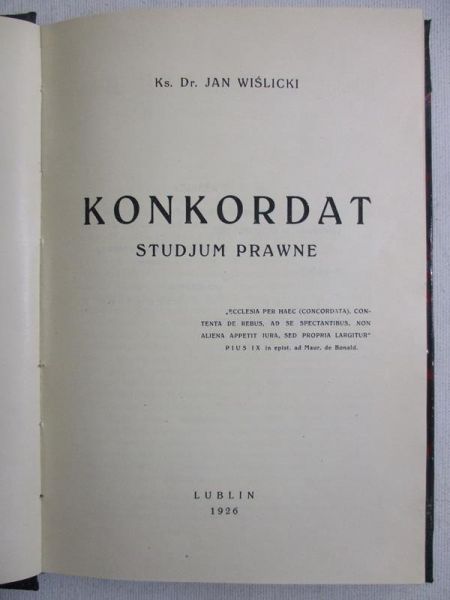 Konkordat Studjum prawne, 1926 r.