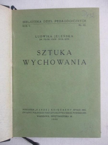 Sztuka wychowania, 1930 r.