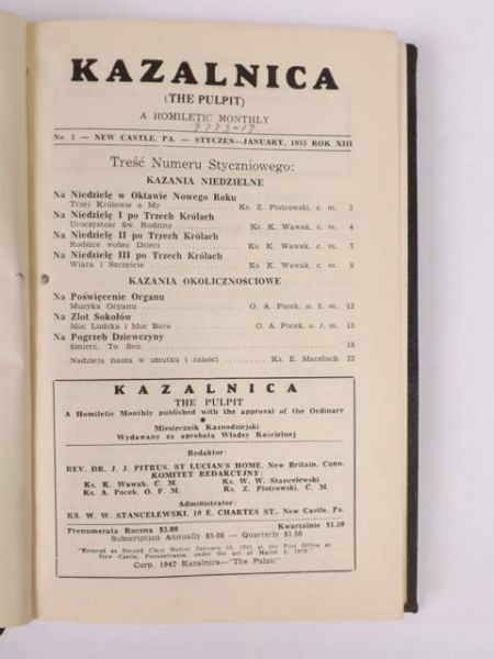 Kazalnica. The Pulpit a Homiletic Monthly, Rocznik 1953