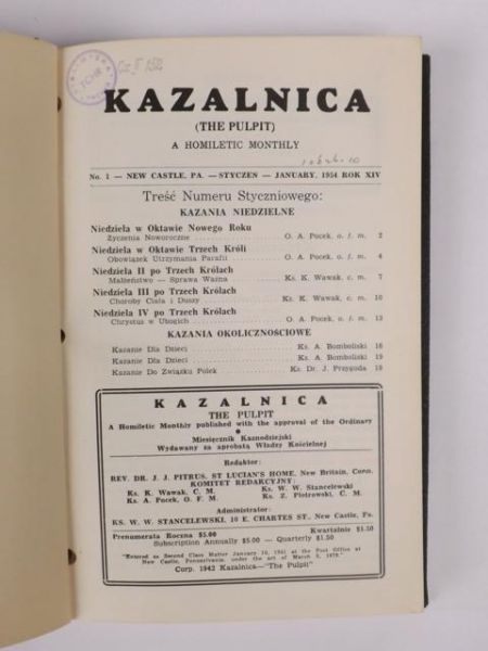 Kazalnica. The Pulpit a Homiletic Monthly, Rocznik 1954