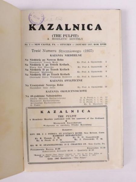 Kazalnica. The Pulpit a Homiletic Monthly, Rocznik 1957