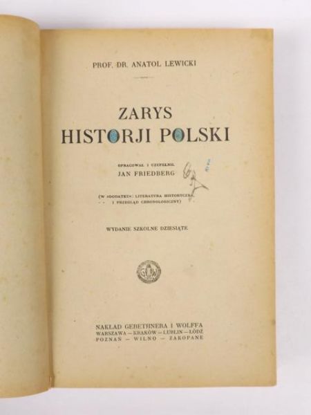 Friedberg Jan - Zarys Historji Polski, ok. 1925 r.