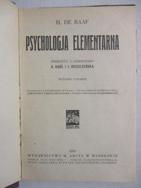 Psychologia elementarna, 1920r.