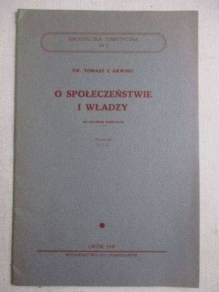 O społeczeństwie i władzy, 1939r.