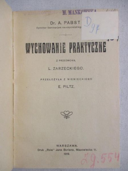 A. Pabst - Wychowanie praktyczne, 1919r,