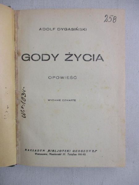 Dygasiński Adolf - Gody życia, 1927 r.
