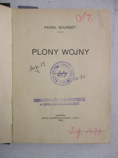 Bourget Paweł - Plony wojny. 1916 r.
