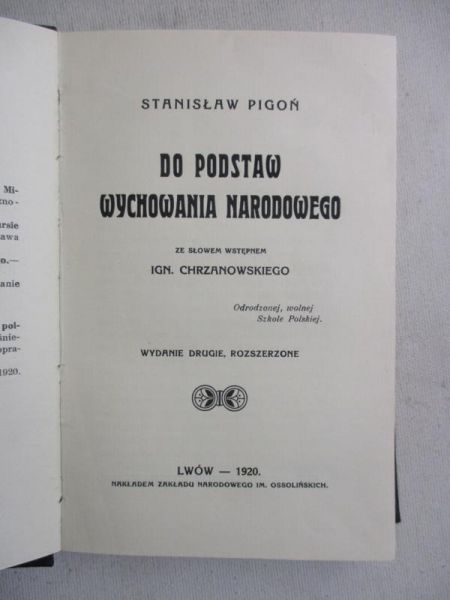 Do podstaw wychowania narodowego, 1920 r.