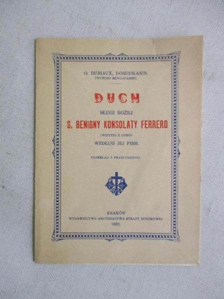 Duch sługi bożej s. Benigny Konsolaty Ferrero, 1932 r.