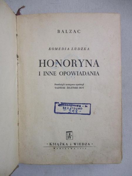 Honoryna i inne opowiadania, 1950