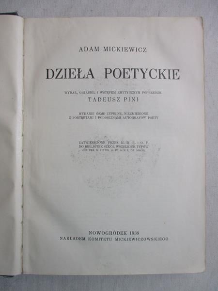 Mickiewicz Adam - Dzieła poetyckie, 1938 r.