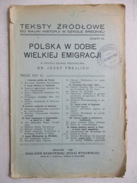 Polska w dobie Wielkiej Emigracji, 1923 r.