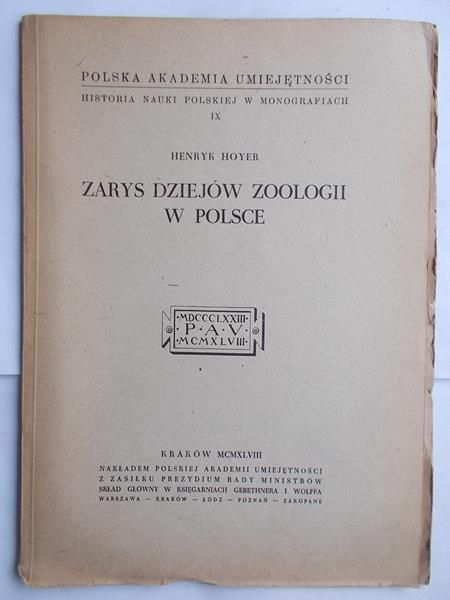Zarys dziejów zoologii w Polsce, 1948